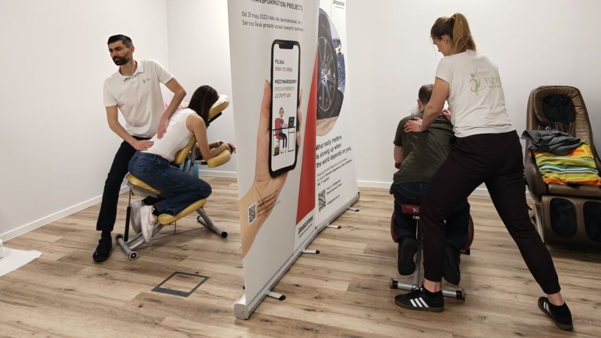 Masaże biurowe dla pracowników Bridgestone – podsumowanie akcji kwiecień–maj